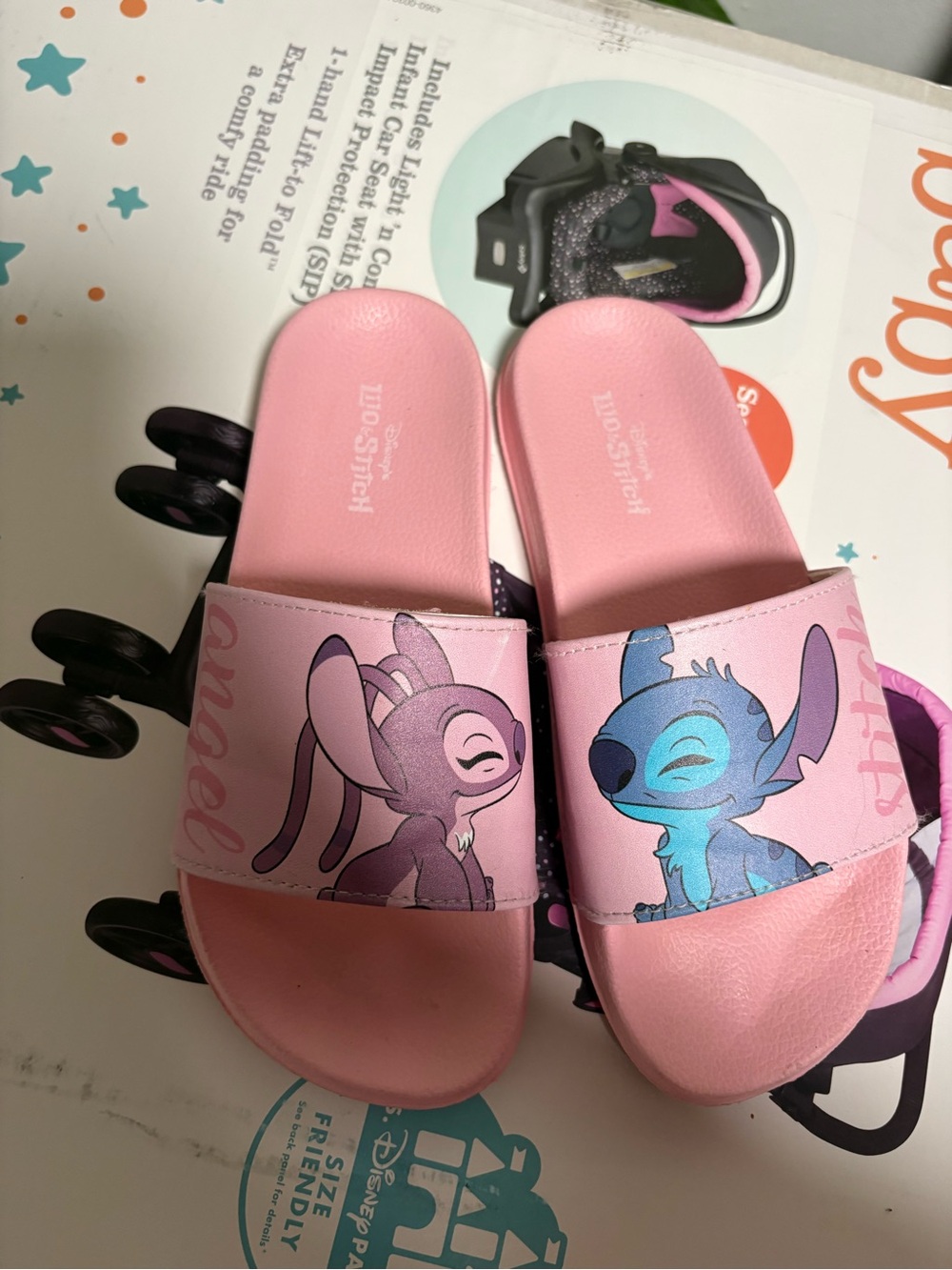 Disney Pink Lilo & Stitch Kids Slide Sandals with Character Art